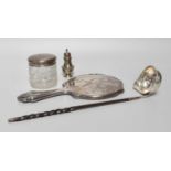 A Collection of Assorted Silver, comprising a hand-mirror with mother-of-pearl inlay; a silver-