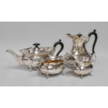 A Four-Piece George V Silver Tea-Service, Possibly by Kirwan and Co. Ltd., Birmingham, 1929 and