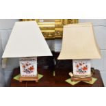 A Pair of Japanese Imari Lamp Bases, including fittings 29cm high, (2)