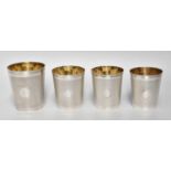 A Set of Five Silver Plate Stacking Beakers, Apparently Unmarked, Late19th/Early 20th Century,