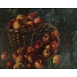 British School (19th/20th Century) Still life of apples before foliage Oil on canvas, 42cm by 52cm