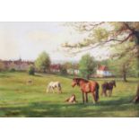 John Frederick Greenwell (1939-2009)Horses grazing on Haydon hill Signed, signed inscribed and