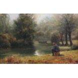 John Frederick Greenwell (1939-2009)''The Angler''Signed inscribed and dated 1985 verso, oil on