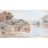 A* Haselcrane (19th Century)Figures with horse and cart crossing a riverSigned, watercolour, 38cm by