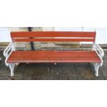 Yates & Haywood: A Late Victorian Cast Iron Garden Bench, later painted white, the later wooden