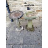 A 19th Century Carved Stone Bird Bath, the removeable square top above a tapering column support and