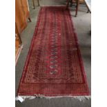 Lahore Bukhara Runner, the raspberry field with row of gulles enclosed by multiple borders, 300cm by