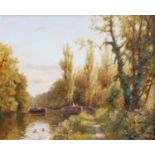John Frederick Greenwell (1939-2009)''Canal scene near Black Jacks Lock''Signed, signed inscribed