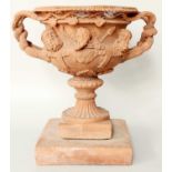 A Terracotta Urn After the Warwick Vase, style of J M Blashford, Stamford, 34cm
