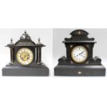 Two Victorian Black Slate Mantel Clocks