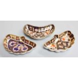 Three Royal Crown Derby Fan Shaped Pin Dishes