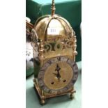 A 17th century Style Lantern Clock, twin-barrel movement with a platform lever escapement,