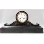 A Victorian Black Slate Striking Mantel Clock, retailed by George Davis, Paris, circa 1880