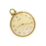 A 9 Carat Gold Open Faced Pocket Watch, signed Tissot, 1958, manual wound lever movement signed,