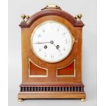 A Mahogany Inlaid Striking Table Clock, circa 1900, 34cm high (over handle)