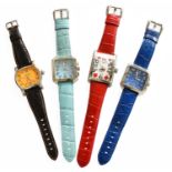 Four Ritmo Mvndo Idea Italiana Quartz Wristwatches, consisting of two turquoise and blue coloured