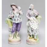 A Pair of Continental Porcelain Figures, late 19th century, two figures harvesting, each with a