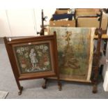 Victorian Mahogany Tapestry Frame Stretcher with petite point needle work panel and associated