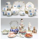 A Tuscan Porcelain Part Tea Set, printed and enamelled with cottage flowers, together with
