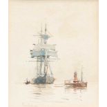 Charles Edward Dixon R.I. (1872-1934)Paddle Tug with Sailing Ship in TowSigned, watercolour;