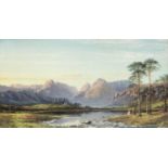Attributed to Charles Pettitt (1831-1885)Figures before a lake, thought to be WindemereMonogrammed