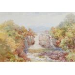 Ralph Johnson (20th Century)High Force waterfallSigned and dated 1970, watercolour; together with