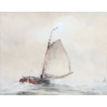 Hobbe Smith (1862-1942) Dutch At full sailIndistinctly signed, watercolour heightened with white,