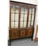 An Edwardian Glazed Mahogany Display Cabinet, 114cm by 35cm 175cmShelves and keys are present,