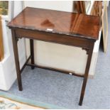 An Edwardian Cross Banded Mahogany Fold Over Card Table, 66cm by 38cm by 72cm