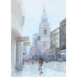 Roy Hammond (b.1934)"A Rainy Day, Cheapside"Signed and dated 1989, watercolour, together with a