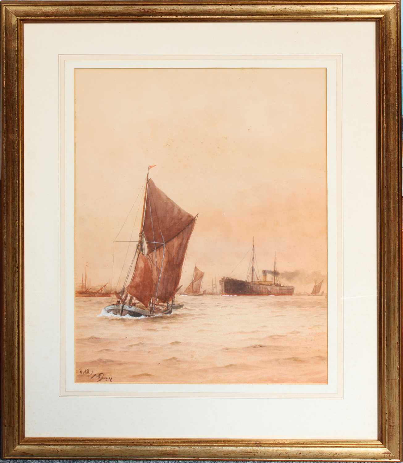 William Henry Pearson (1849-1923)"North Fleet""The Long Reach"Signed, watercolour, 46.5cm by 33. - Bild 2 aus 3