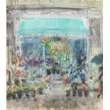 Selina Thorp (b.1968)"Flower Stall Paris"Signed, oil pastel, 42cm by 36.5cm Provenance: Walker