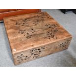 A Modern Pierced Square Coffee Table, possibly Indonesian, 99cm by 32cm