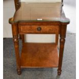 A Reproduction Two Tier Lamp Table, fitted with a drawer and with reeded legs, 54cm by 62cm