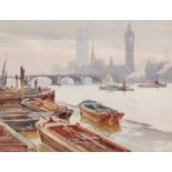 Frances E Nesbitt (1864 - 1934)"Smokey London"Signed, watercolour, together with William Alister
