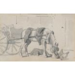 William Woodhouse (1857-1937)Study of a horse and cart (Egyptian)Pencil and wash; together with a