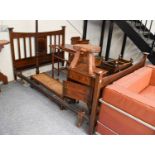 A Group of Furniture Comprising, an Edwardian mahogany double bed, a Victorian mahogany pot