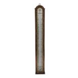 ^ A Mahogany Wall Thermometer, circa 1790, mahogany case, fahrenheit thermometer silvered dial