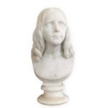 Joseph Watkins RHA (1838-1871): A White Marble Bust of a Young Girl, with ringletted hair, on a