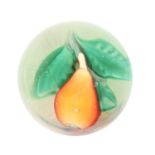 A Pantan Miniature Pear Paperweight, 2nd half of the 19th century, worked with a single fruit and