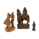 A Flemish Carved Wood Figure Group, in 15th century style, as the Flight to Egypt29cm highA Group of