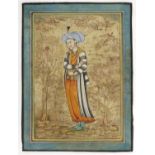 Indian School (19th century)Study of a Prince, standing wearing a blue turban and striped