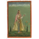 Indian School (19th century)Study of a Girl holding a flowerWatercolour, 35.5cm by 16.5cmOne small