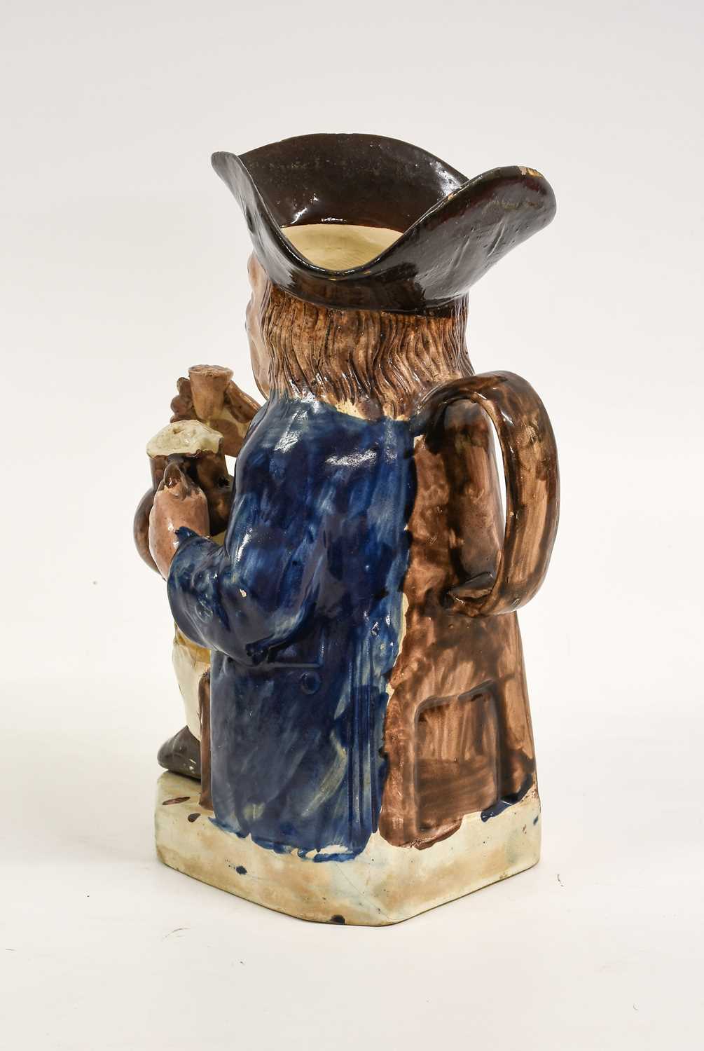 A Ralph Wood-Type Pearlware Toby Jug, circa 1800, of traditional form, the seated figure holding a - Image 4 of 6