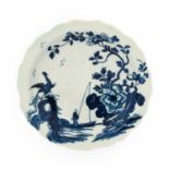 A Worcester Porcelain Finger Bowl Stand, circa 1758, of shaped circular form, painted in