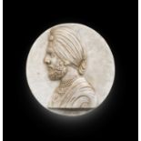 After John Gibson RA (1790-1866): A White Marble Bas-Relief Plaque Worked with a Profile Portrait of
