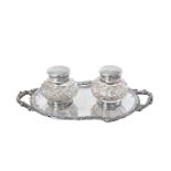 A Victorian Silver Two-Bottle Inkstand, by Henry Wigfull, Sheffield, 1893