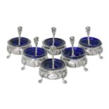 A Set of Six Victorian Silver Salt-Cellars and Six Victorian Silver Condiment-Spoons, The Salt-Cell