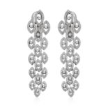 A Pair of Diamond Drop Earringsthree rows of graduated clusters, formed of a single round