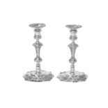 A Pair of George II Provincial Silver Candlesticks, by James Kirkup, Newcastle, One 1746 and One 17